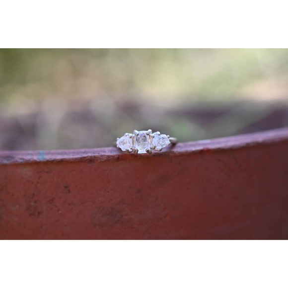 Raw Diamond Engagement Ring Rough Natural and Uncut Wedding Band Raw Gem… - Picture 2 of 6